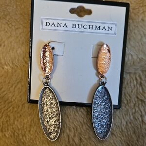 Dana Buchman Textured Rose Gold and Silver Earrings